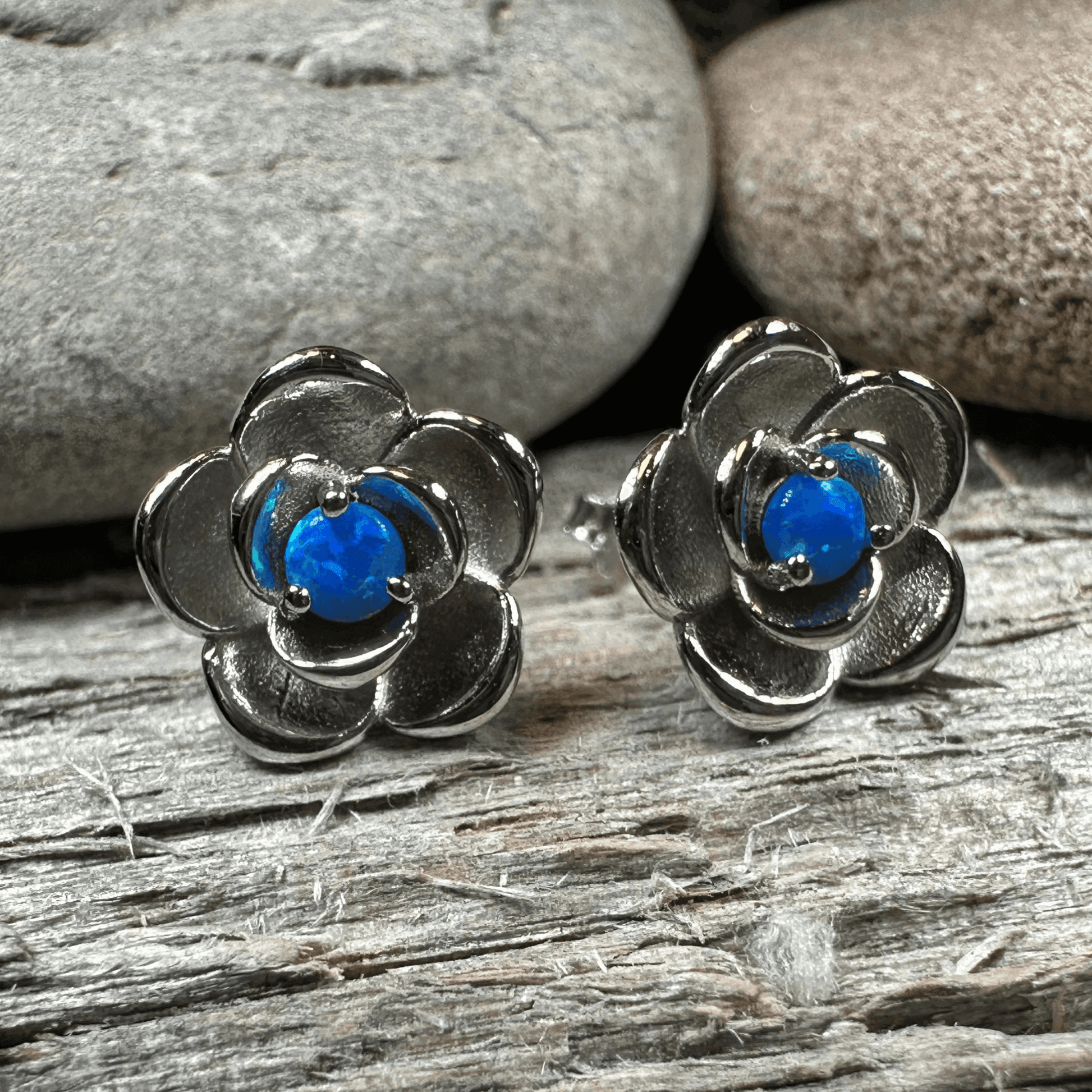 Wild Irish Rose Opal Earrings - Ocean Blue Opal