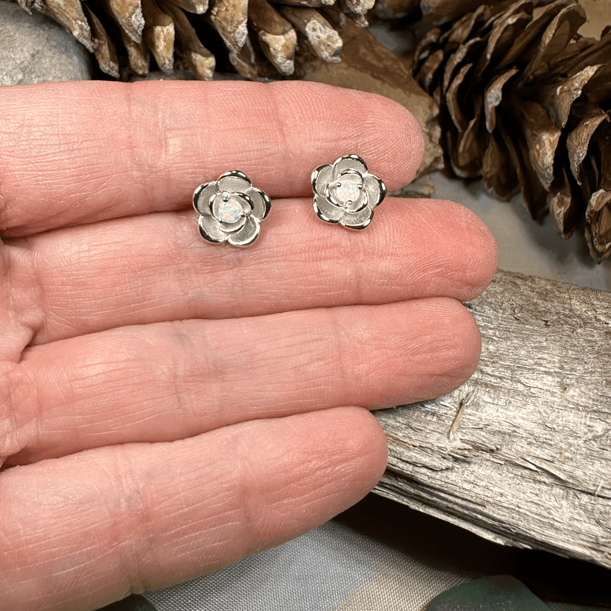 Wild Irish Rose Opal Earrings - Ocean Blue Opal