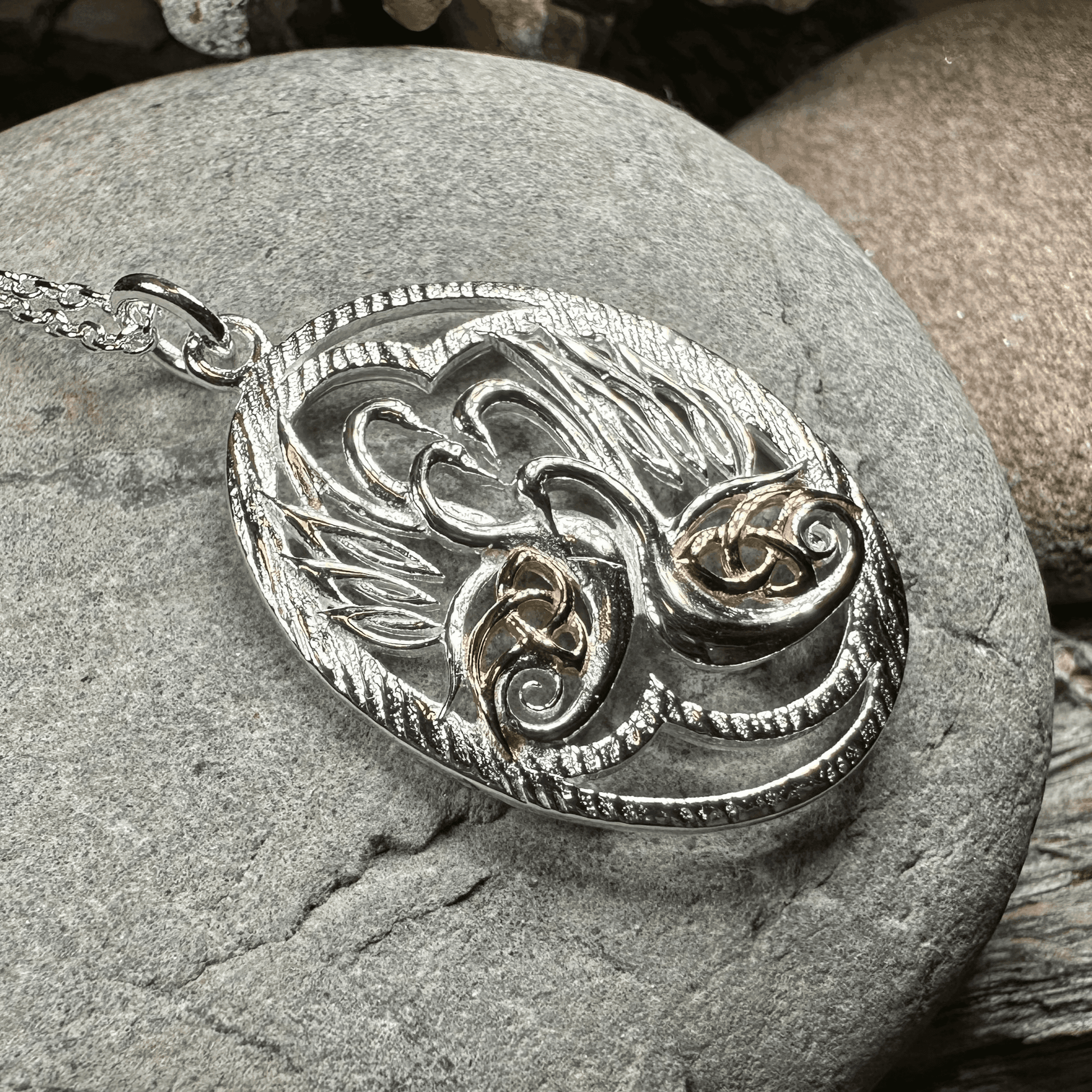 Golden Children of Lir Swan Necklace - 18