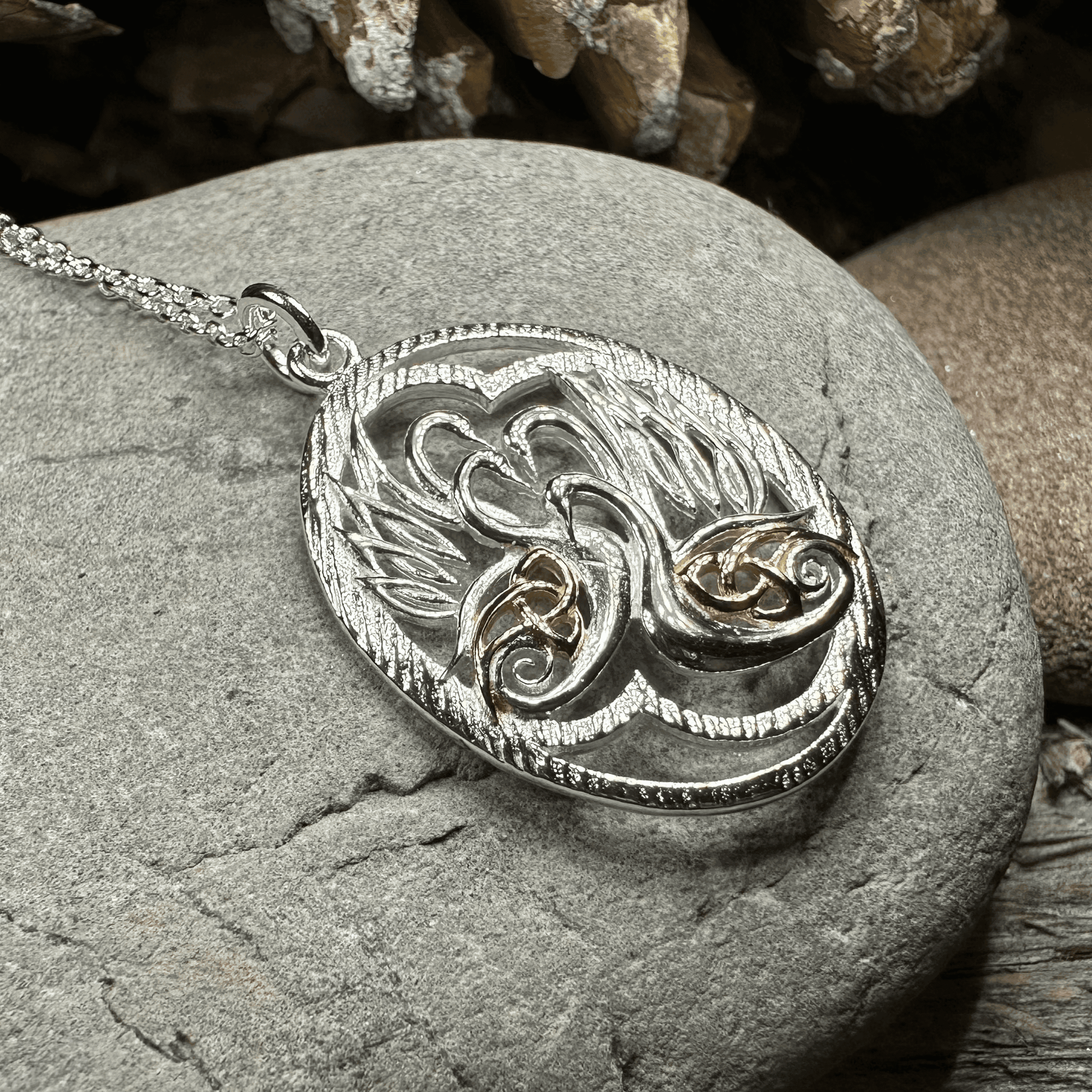 Golden Children of Lir Swan Necklace - 18