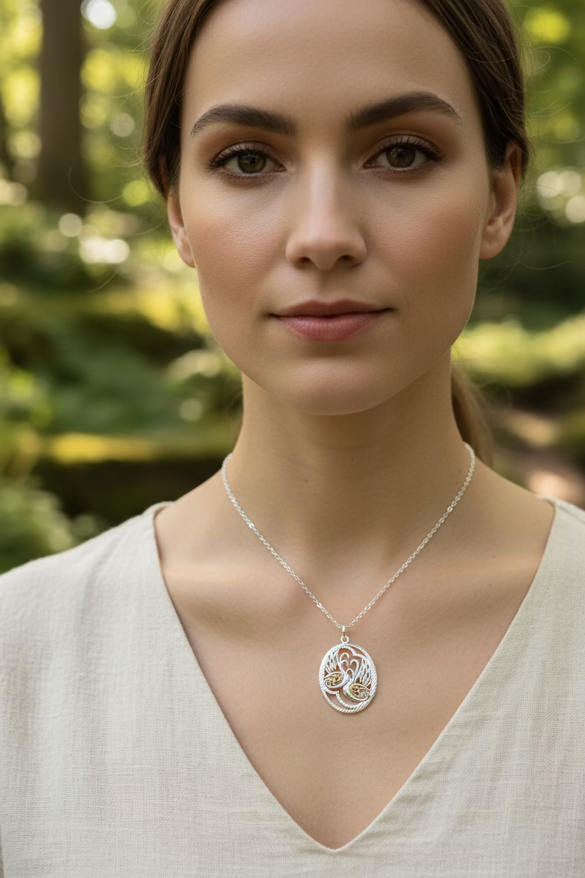 Golden Children of Lir Swan Necklace