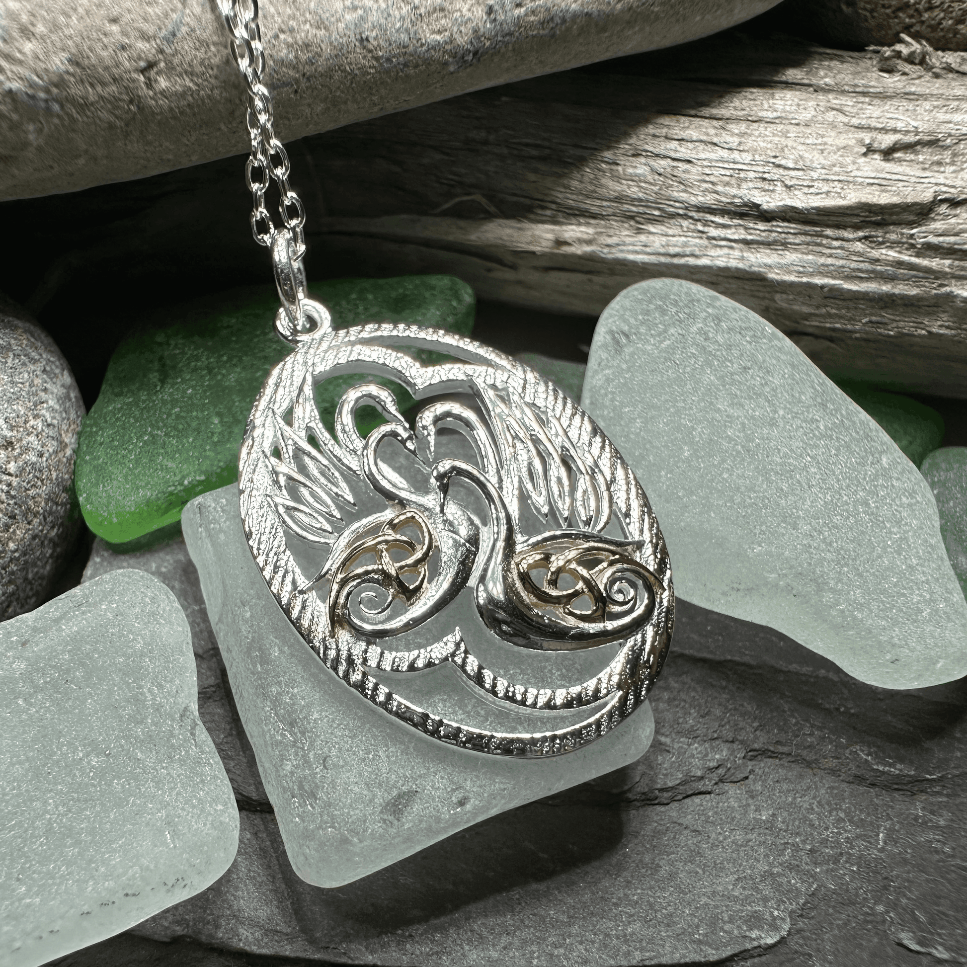 Golden Children of Lir Swan Necklace - 18