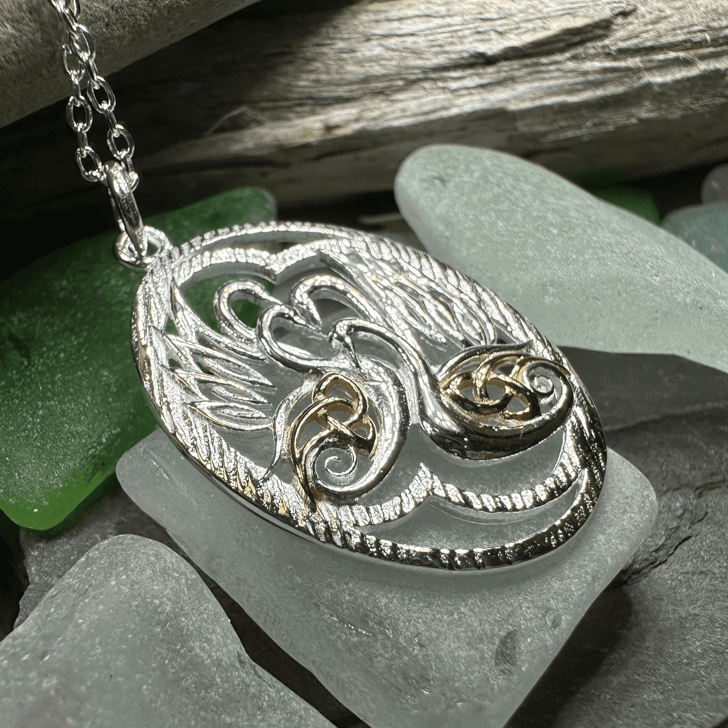 Golden Children of Lir Swan Necklace - 18