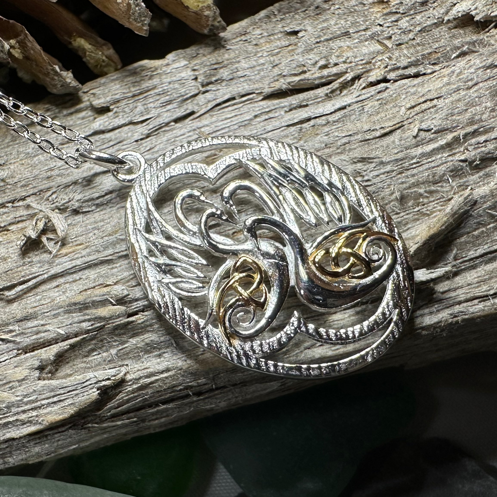 Golden Children of Lir Swan Necklace
