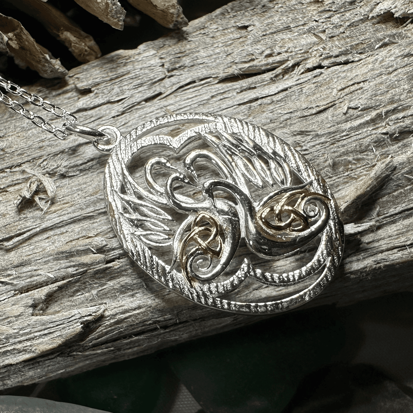 Golden Children of Lir Swan Necklace - 18