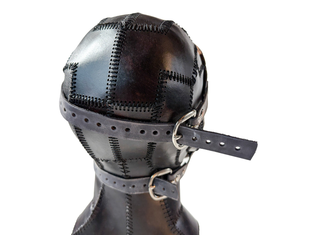 Genuine Leather Mask - Shattered Clown - Thick Straps w Velcro Included - Wide Mouth Edition