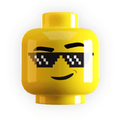 Deal w/ It Pixelated Sunglasses on Minifig Head made using LEGO part - Yellow Flesh