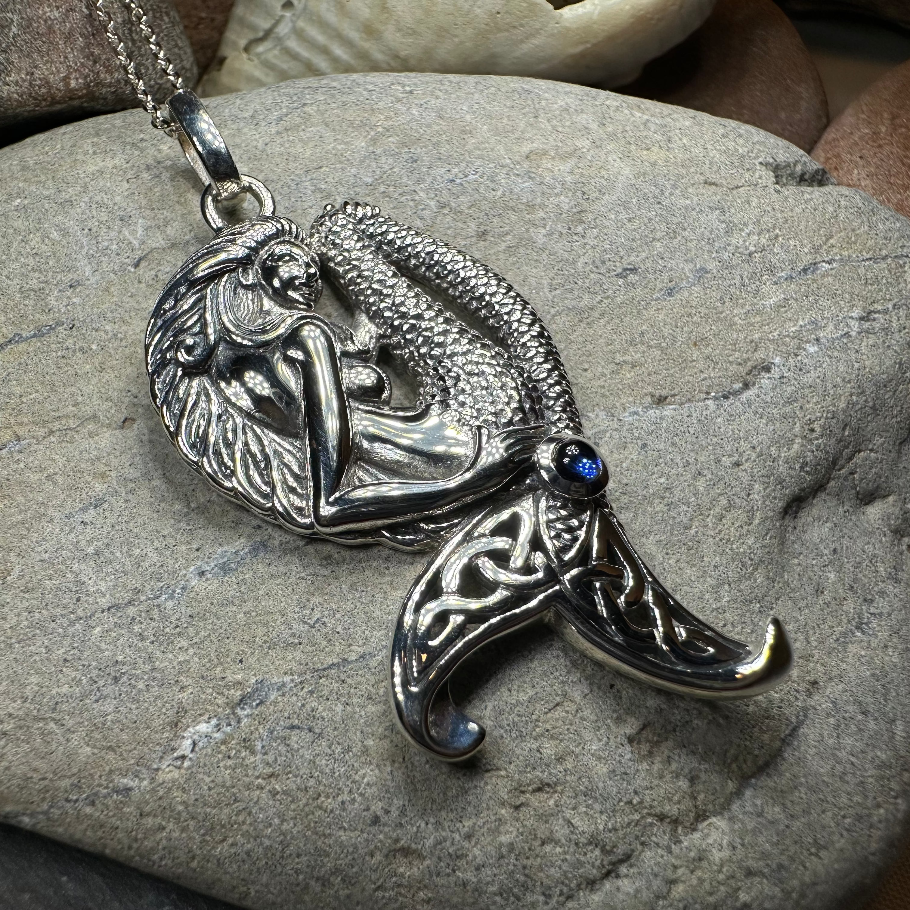 Eldoris Sapphire Celtic Mermaid Necklace