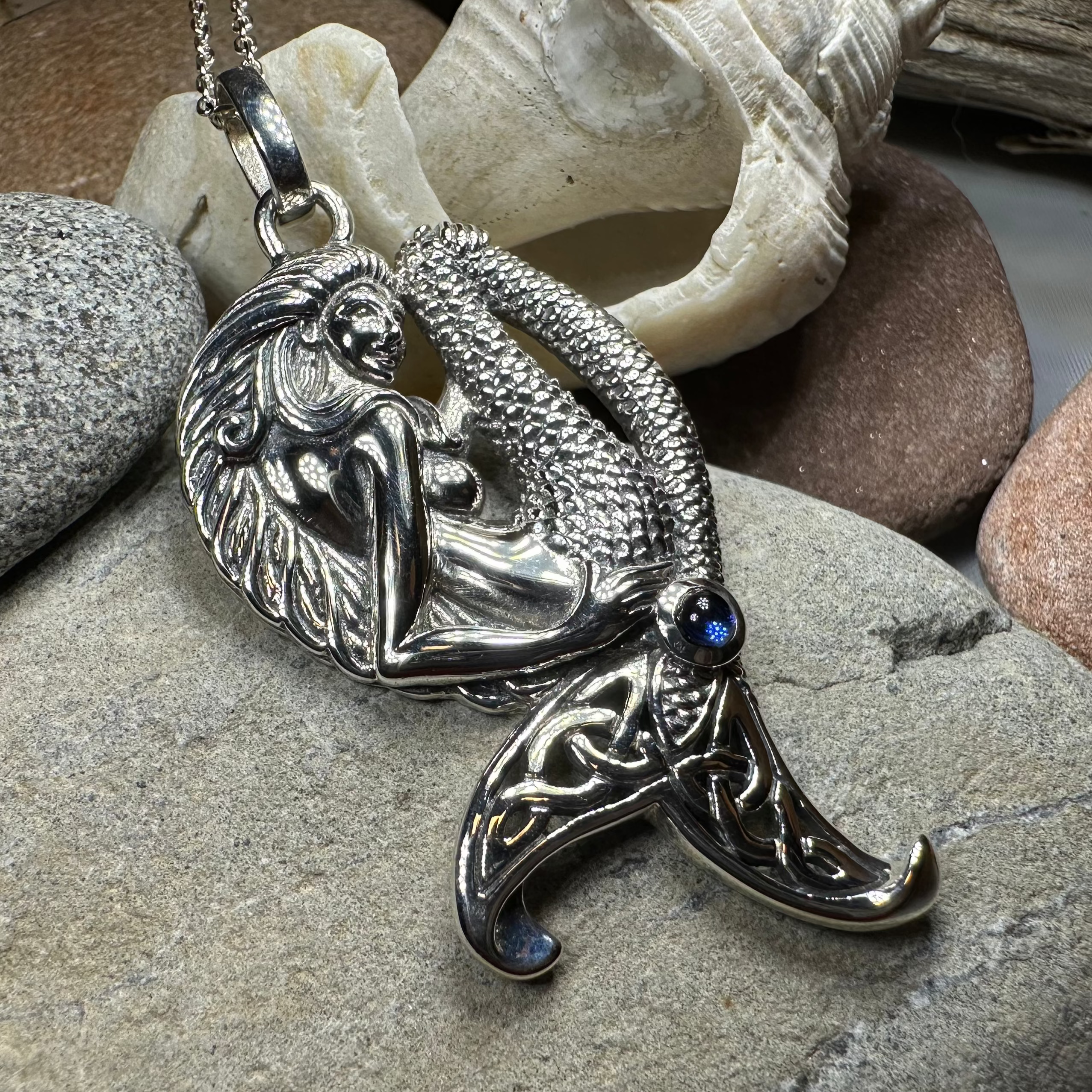 Eldoris Sapphire Celtic Mermaid Necklace