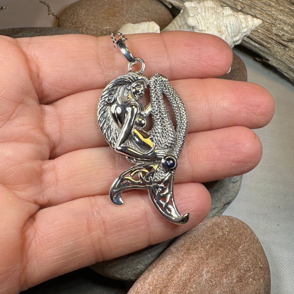 Eldoris Sapphire Celtic Mermaid Necklace