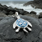 Blue Celtic Turtle Necklace