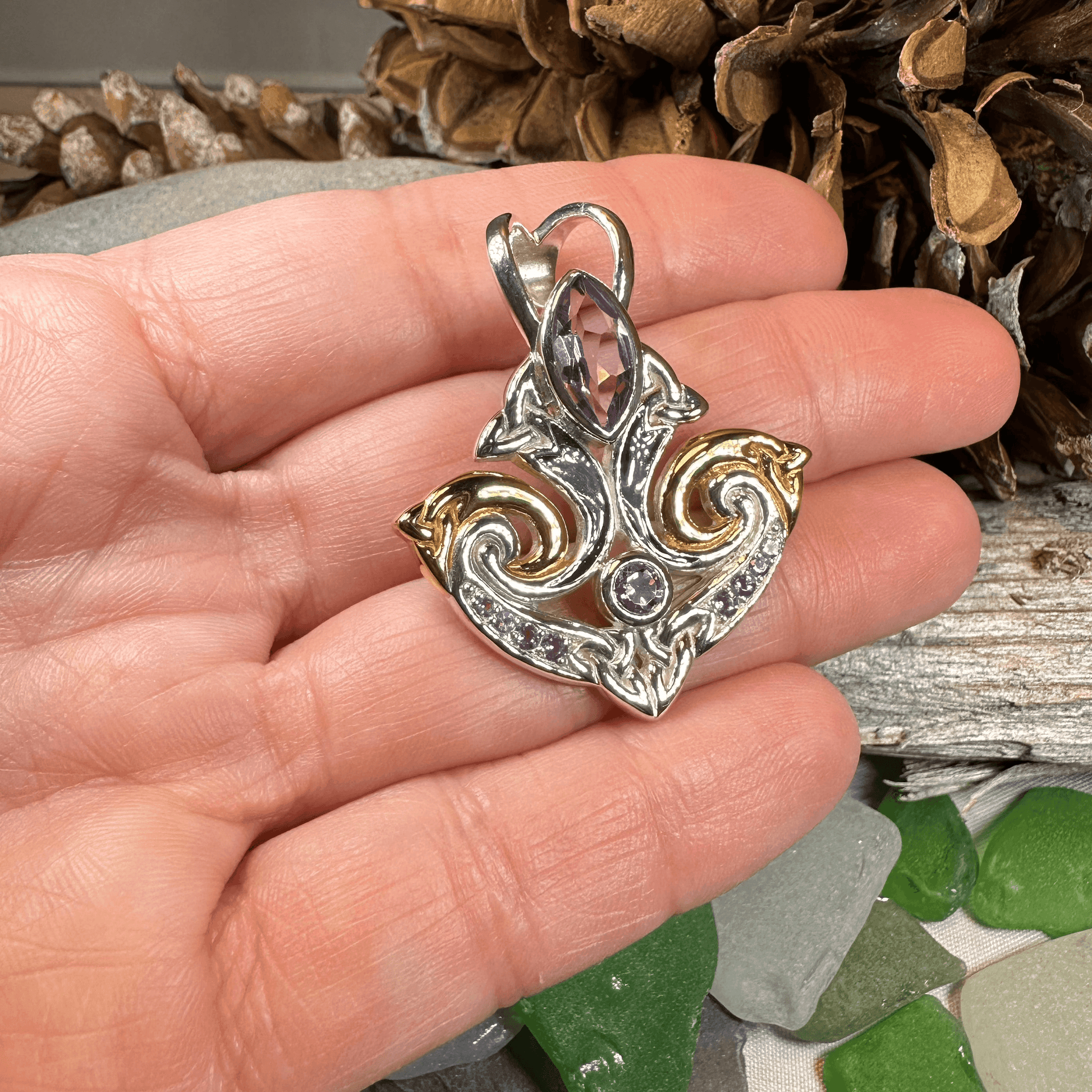 Celtic Triquetra Gemstone Necklace - Amethyst