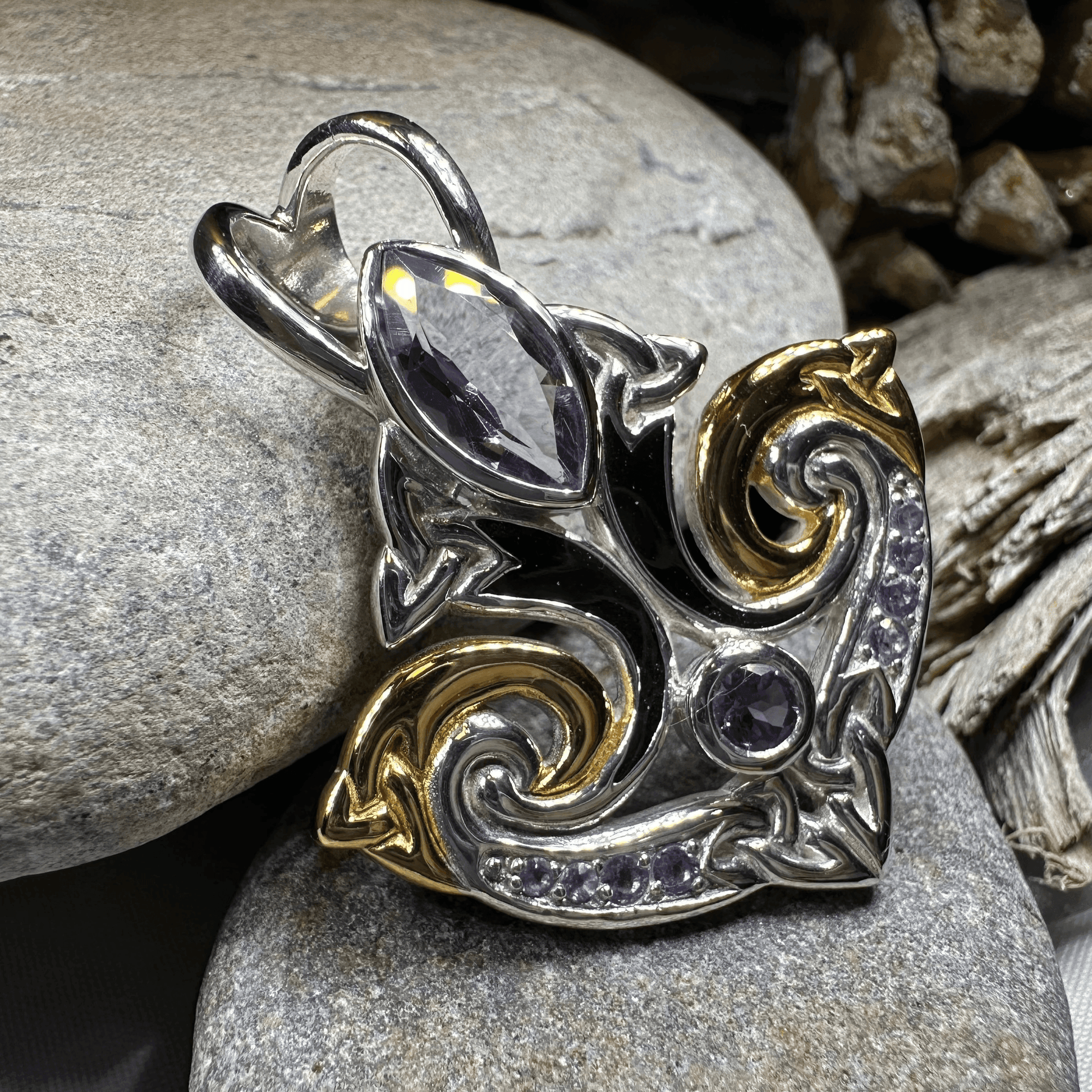 Celtic Triquetra Gemstone Necklace - Amethyst