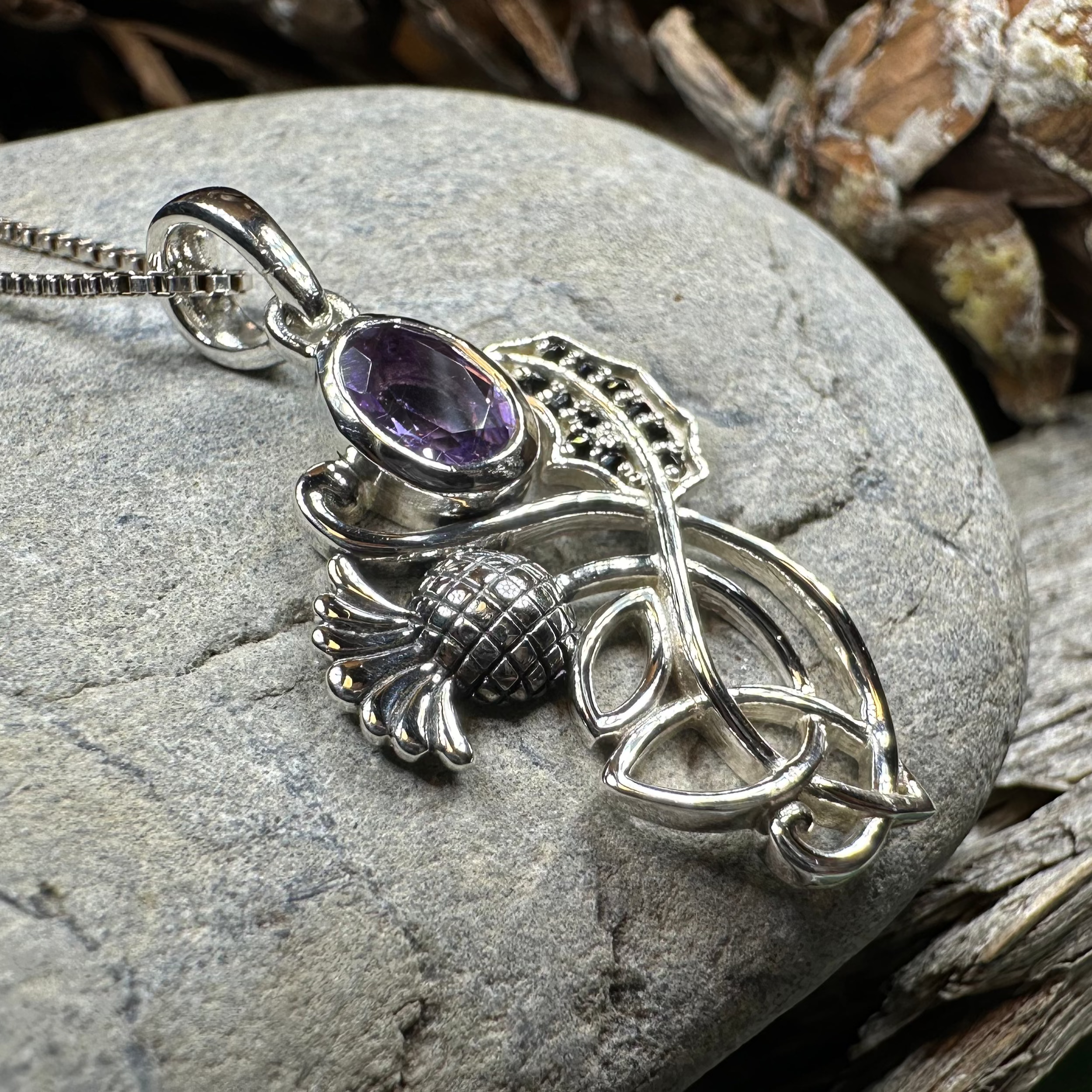 Mirren Amethyst Thistle Necklace