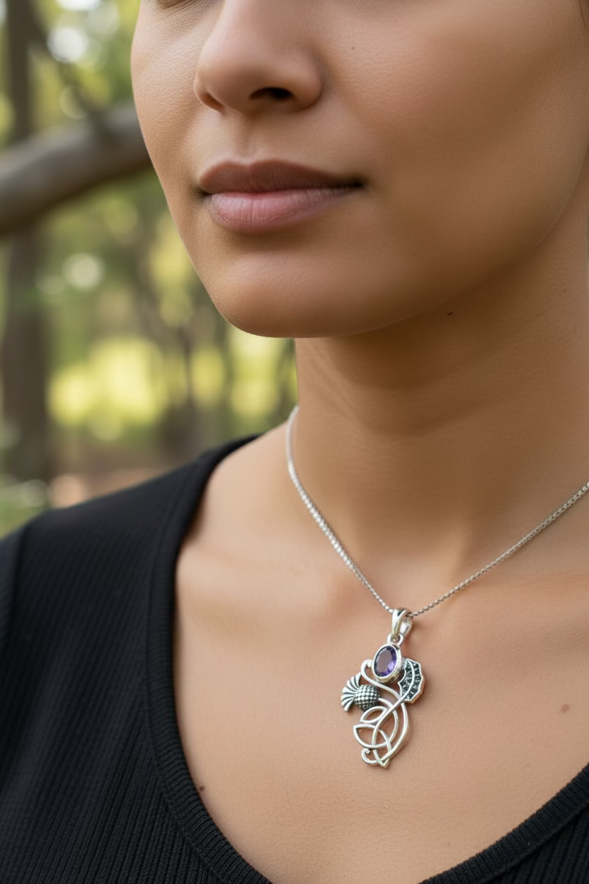 Mirren Amethyst Thistle Necklace