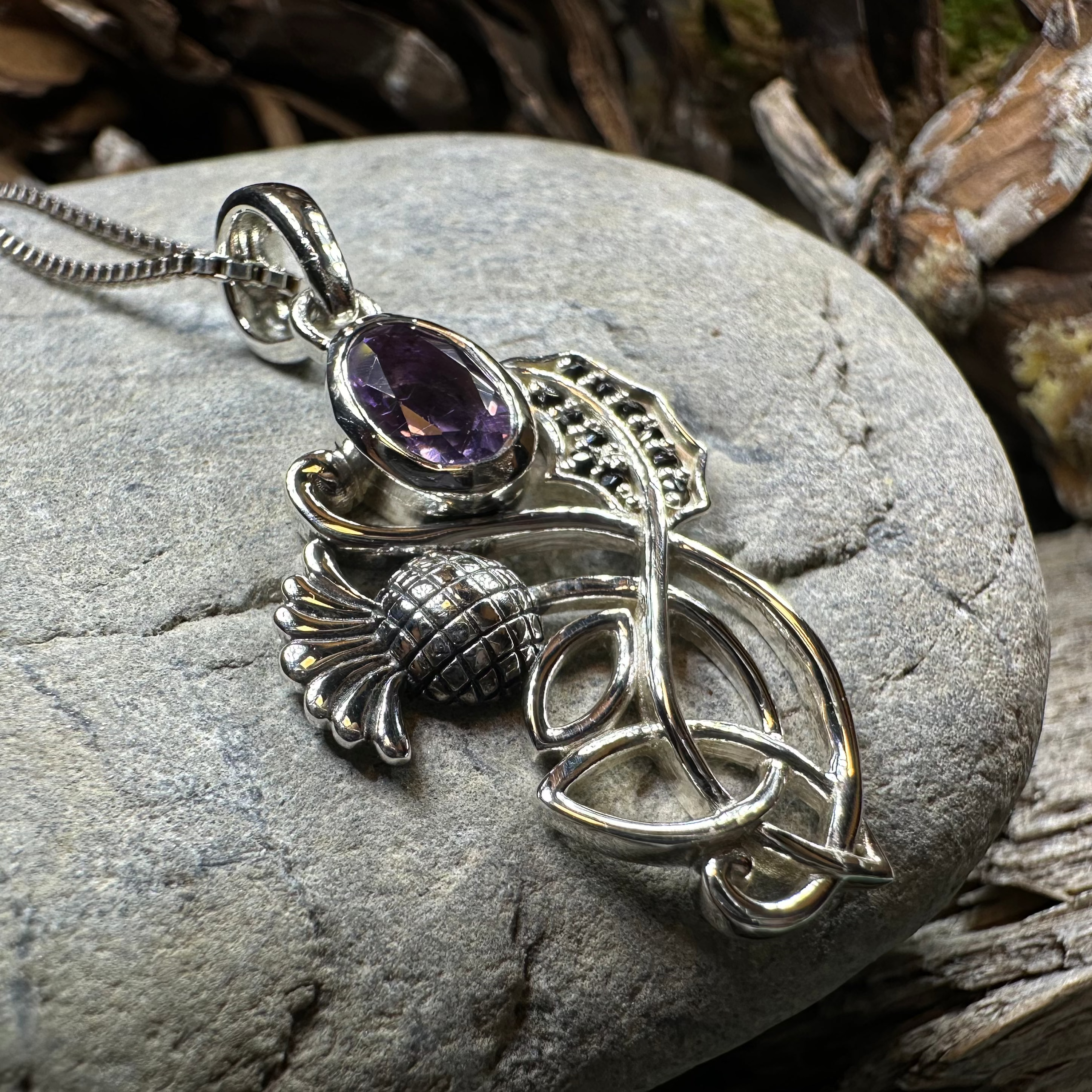 Mirren Amethyst Thistle Necklace