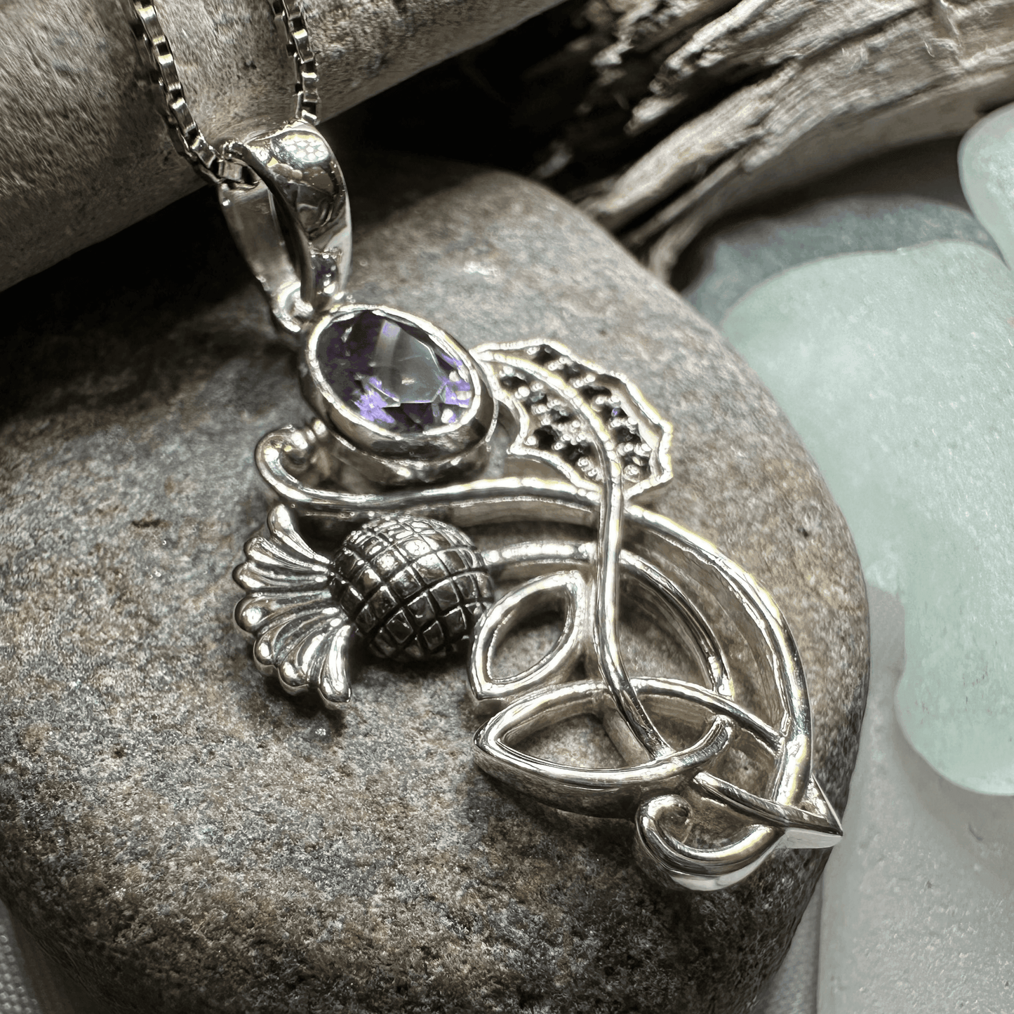 Mirren Amethyst Thistle Necklace - 