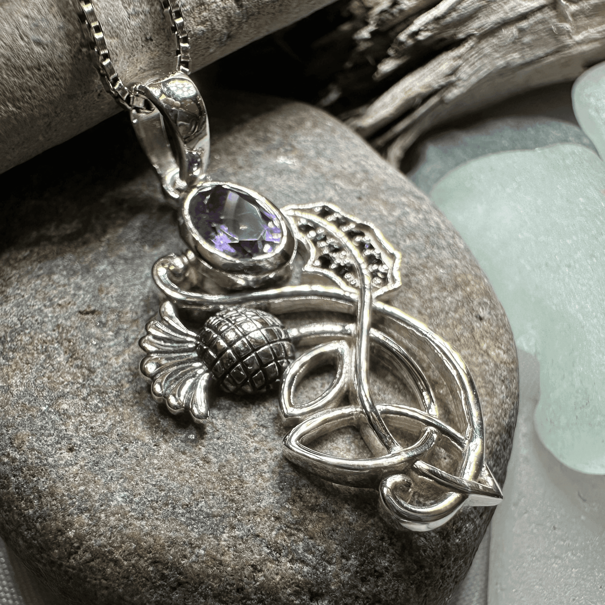 Mirren Amethyst Thistle Necklace - 