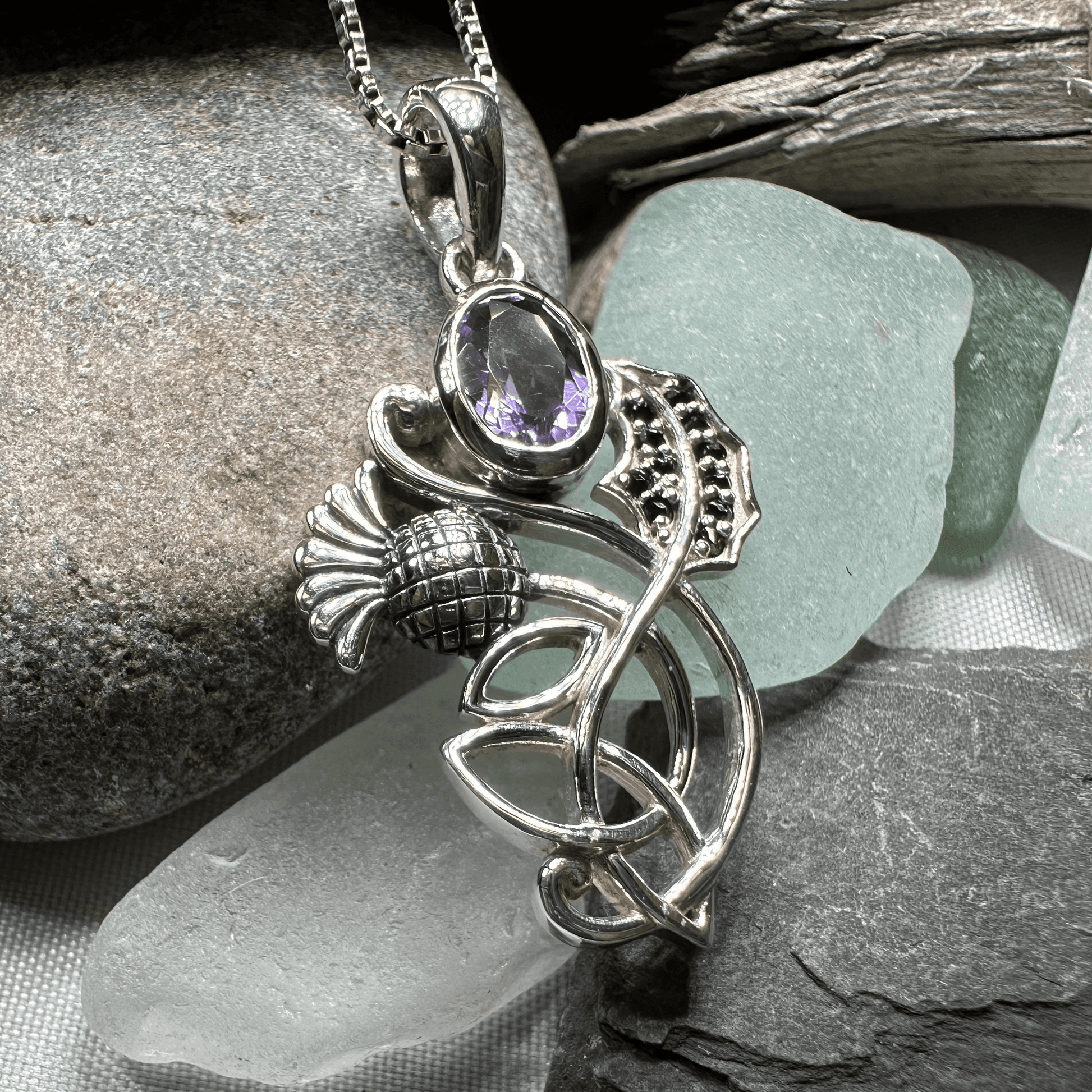 Mirren Amethyst Thistle Necklace - 