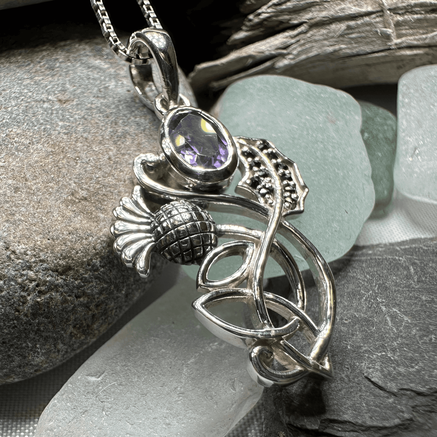 Mirren Amethyst Thistle Necklace - 