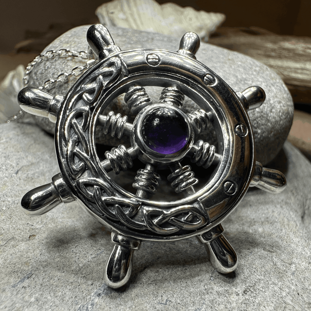 Keswick Ship's Wheel Necklace - 18 / Amethyst