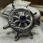 Keswick Ship's Wheel Necklace - 18 / Amethyst
