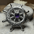 Keswick Ship's Wheel Necklace - 18 / Amethyst