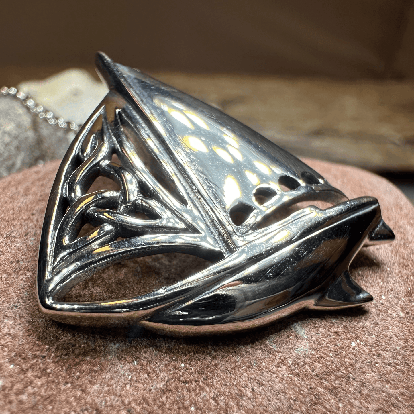 Celtic Sailboat Necklace - 18