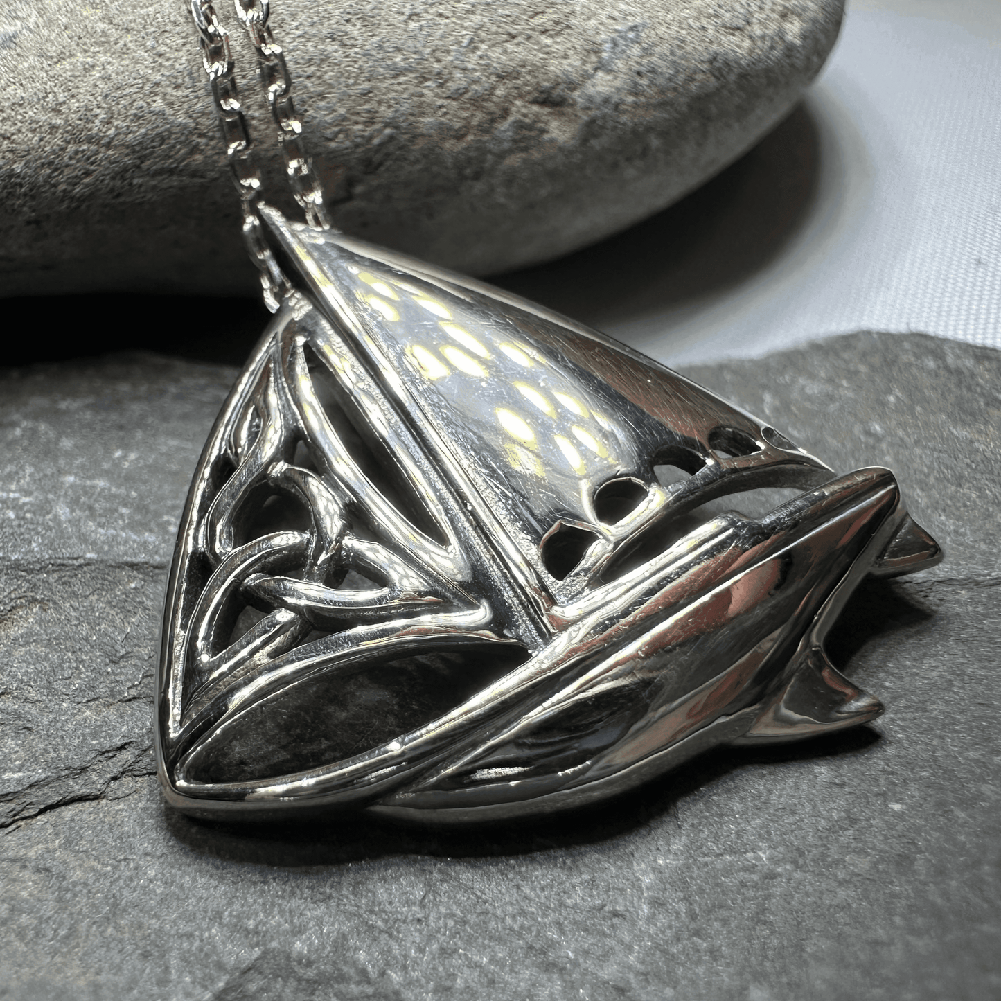 Celtic Sailboat Necklace - 18