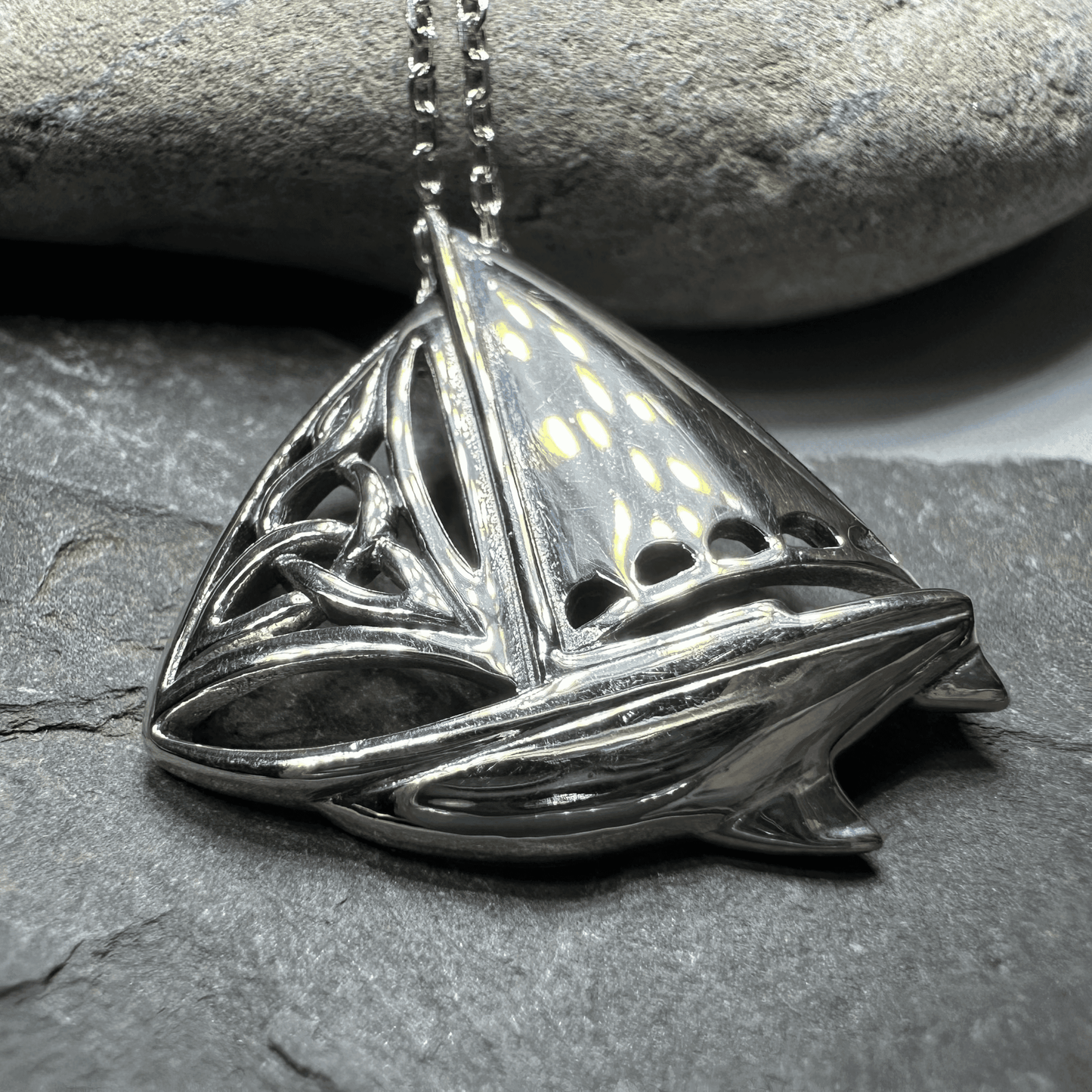 Celtic Sailboat Necklace - 18