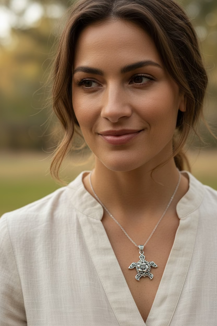 Blooming Turtle Necklace