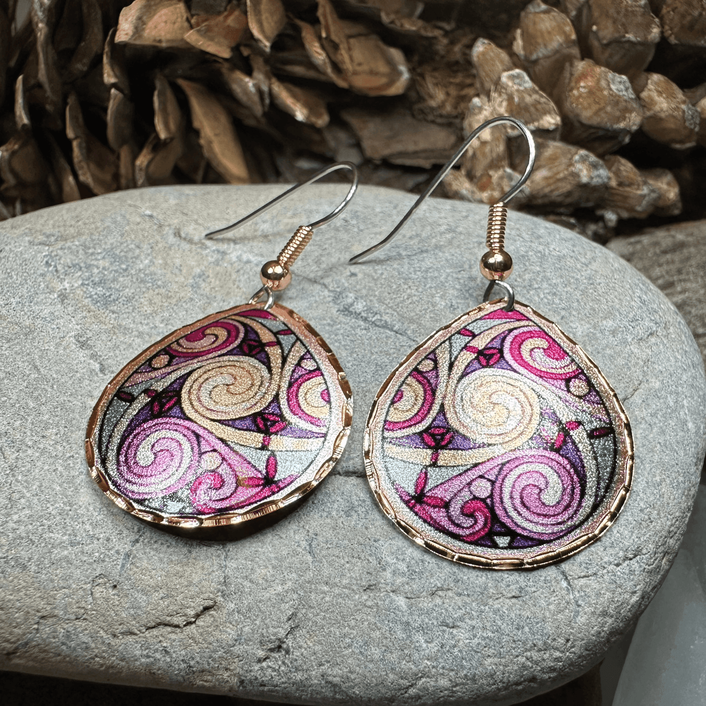 Firestorm Celtic Spiral Copper Earrings - 