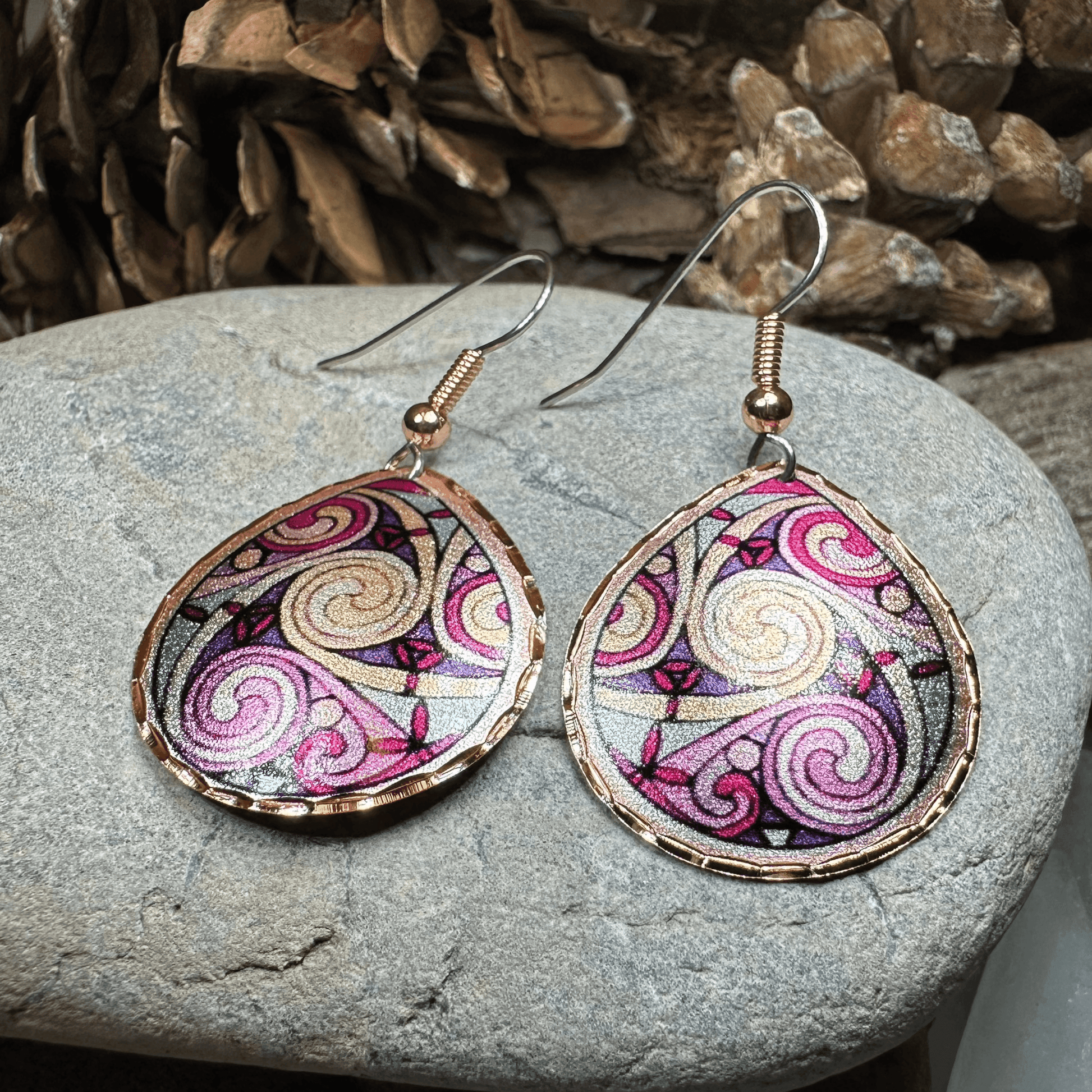 Firestorm Celtic Spiral Copper Earrings - 