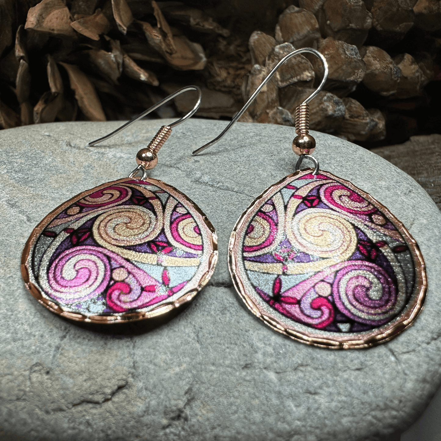 Firestorm Celtic Spiral Copper Earrings - 