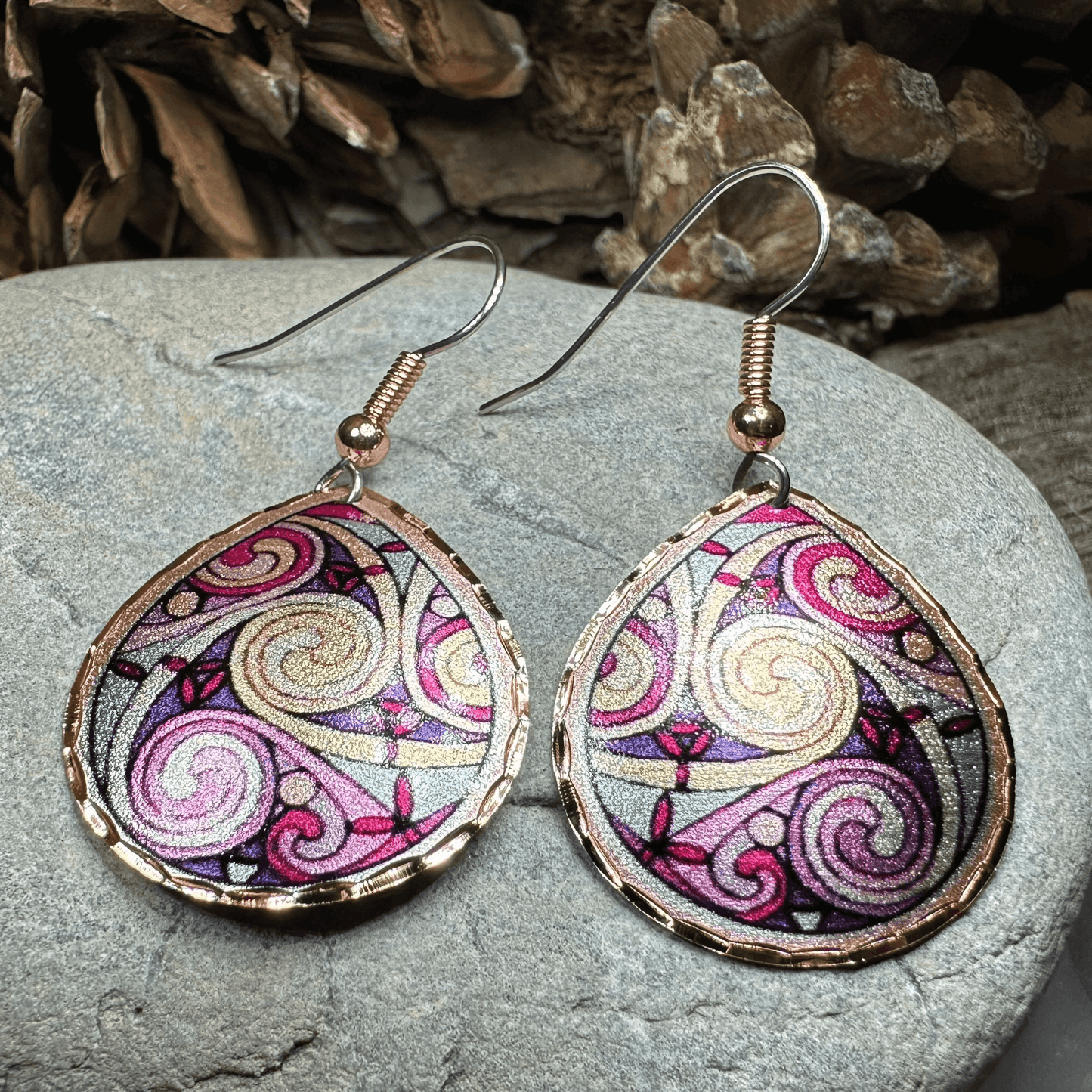 Firestorm Celtic Spiral Copper Earrings - 