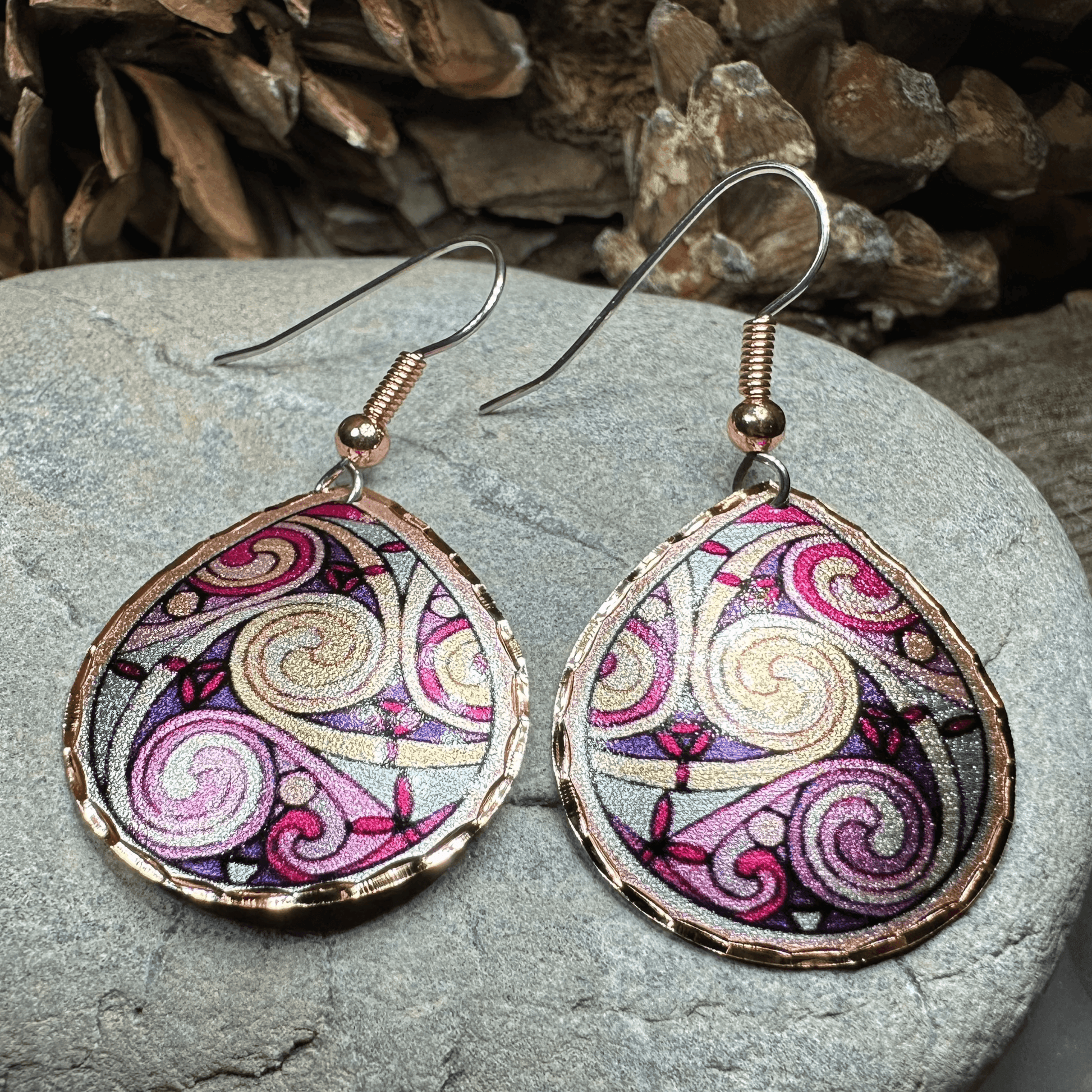 Firestorm Celtic Spiral Copper Earrings - 