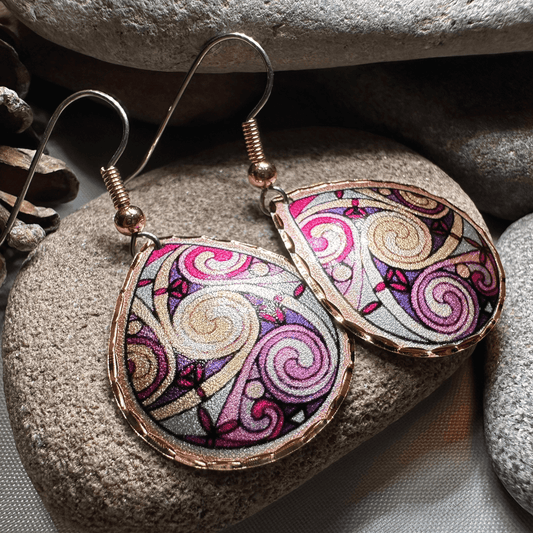 Firestorm Celtic Spiral Copper Earrings - 