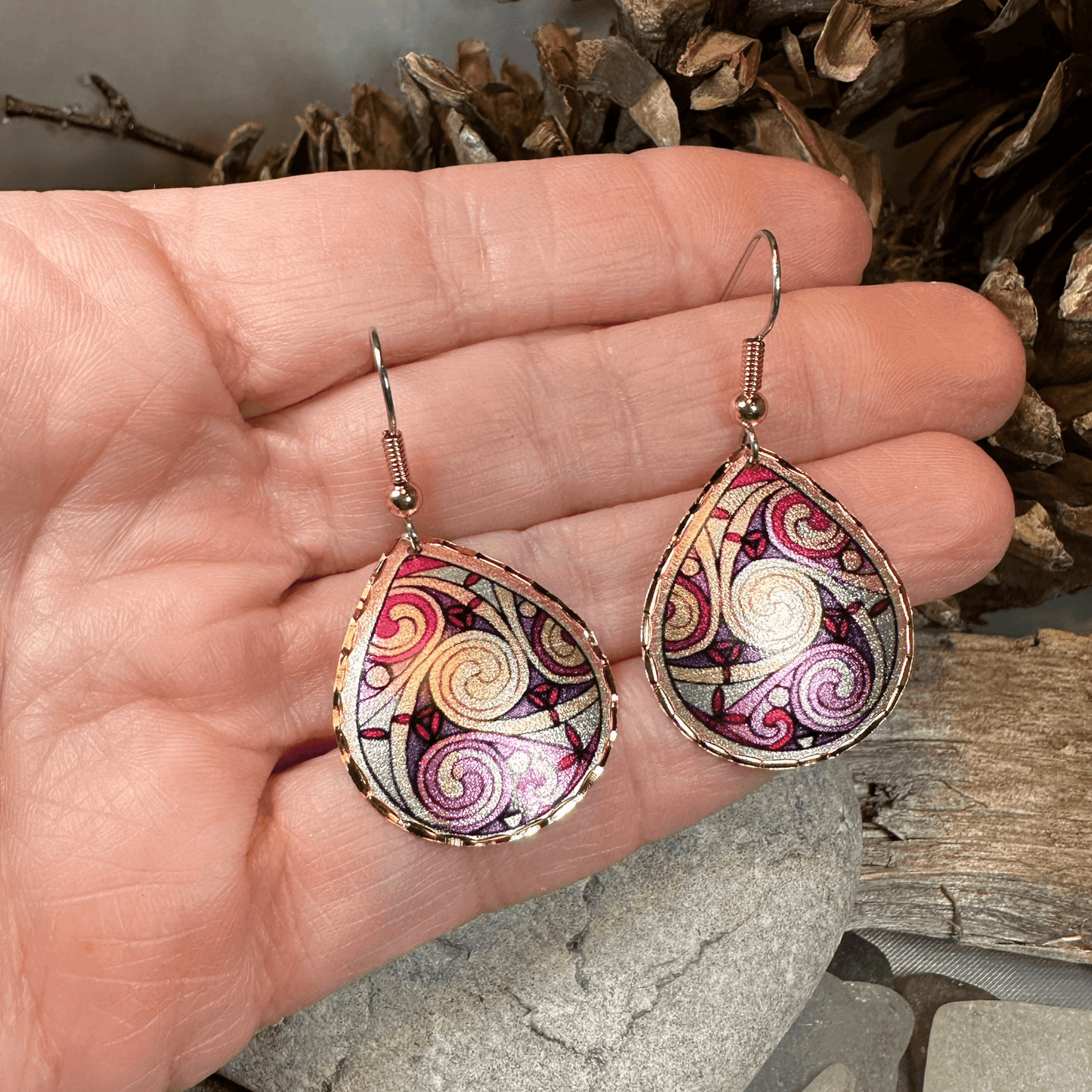 Firestorm Celtic Spiral Copper Earrings - 