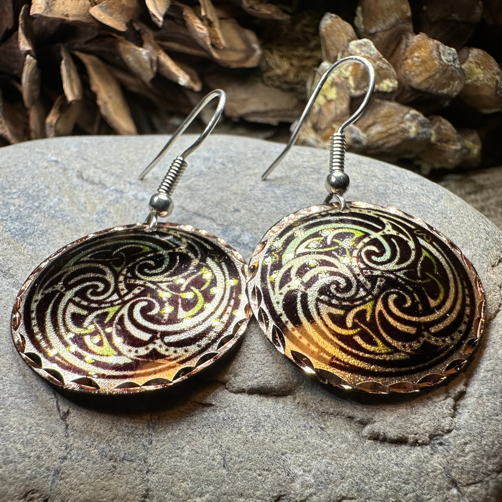 Mystical Celtic Spiral Copper Earrings