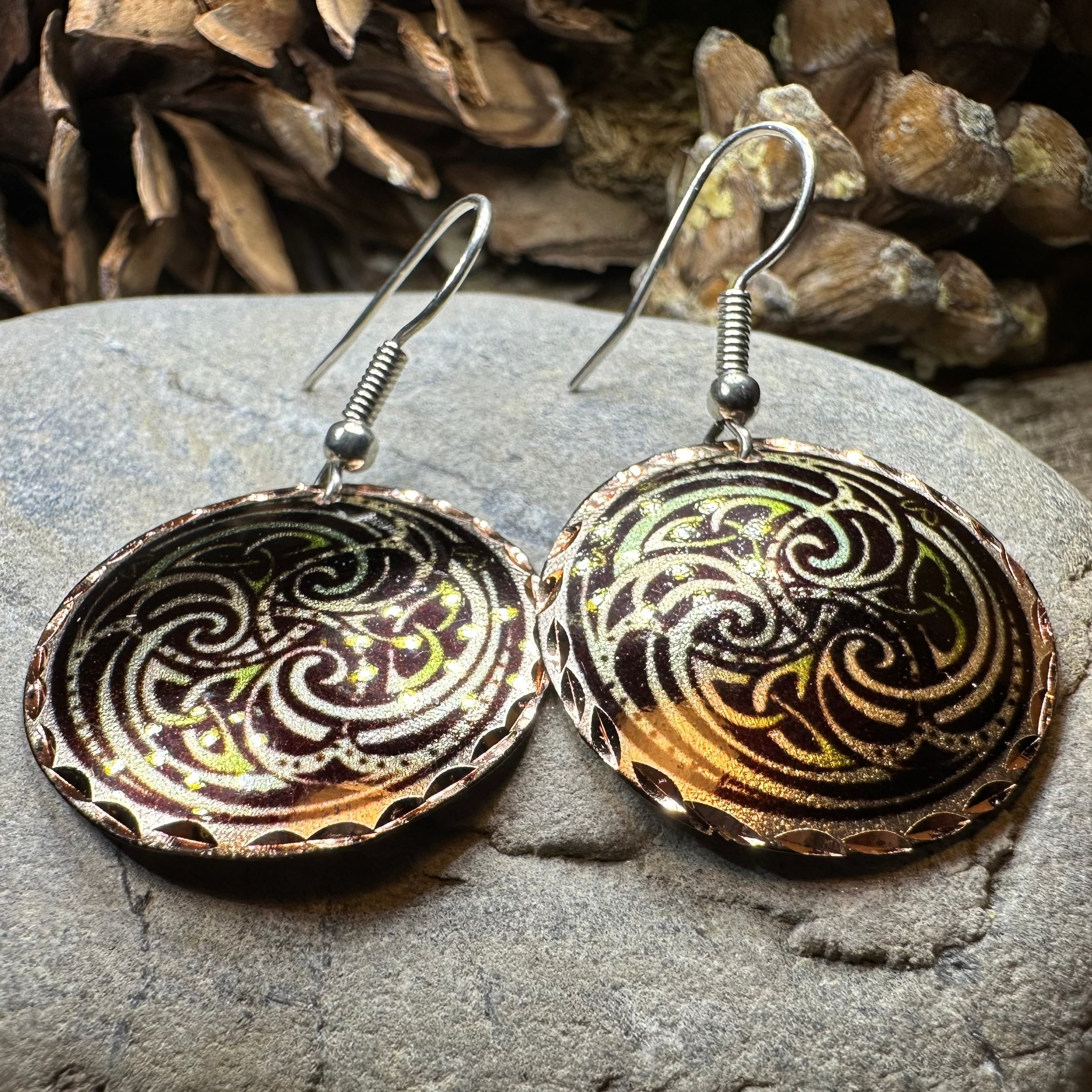 Mystical Celtic Spiral Copper Earrings