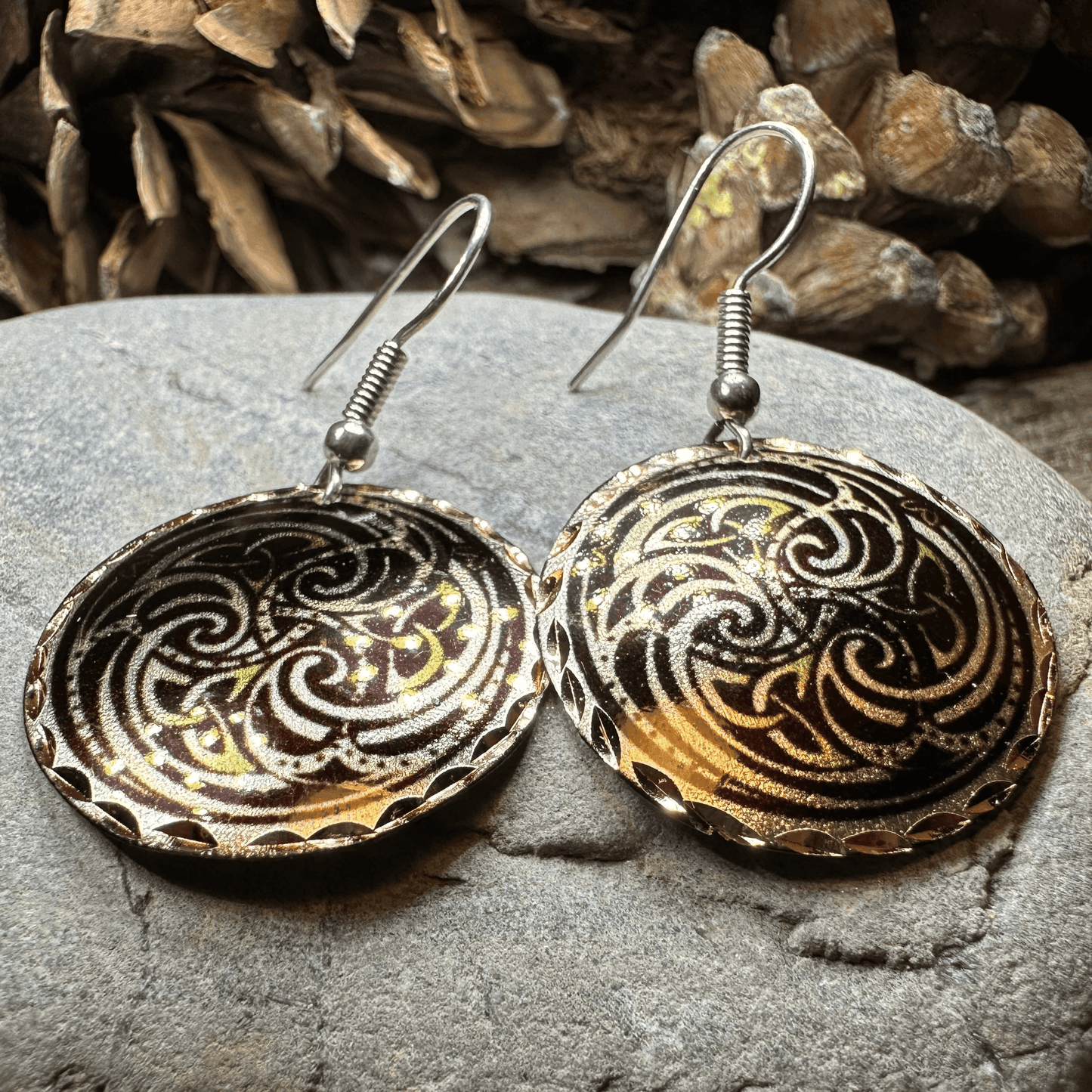 Mystical Celtic Spiral Copper Earrings - 