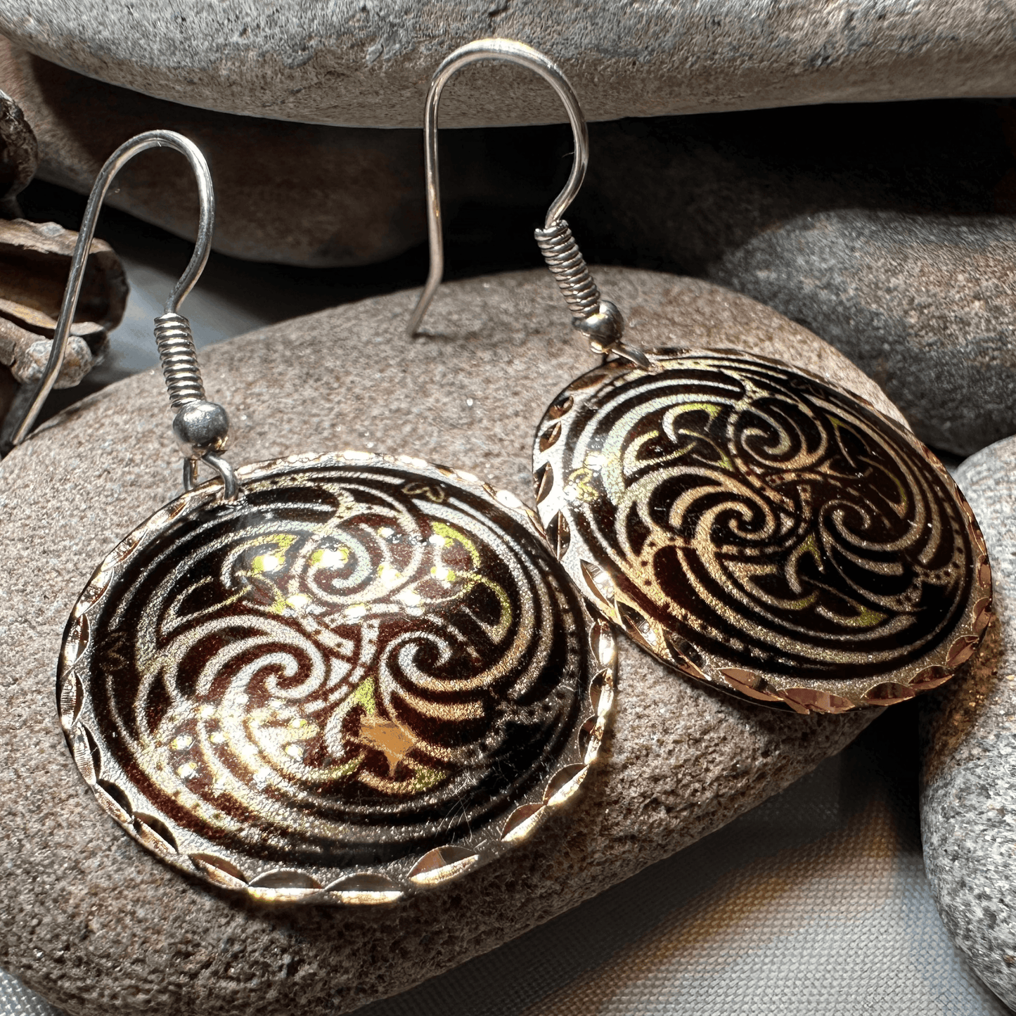 Mystical Celtic Spiral Copper Earrings - 
