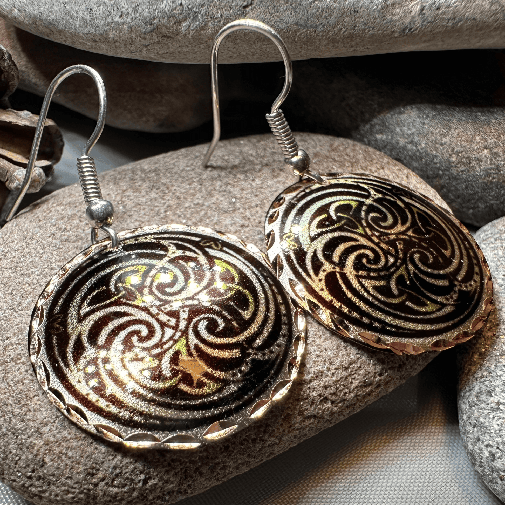 Mystical Celtic Spiral Copper Earrings - 