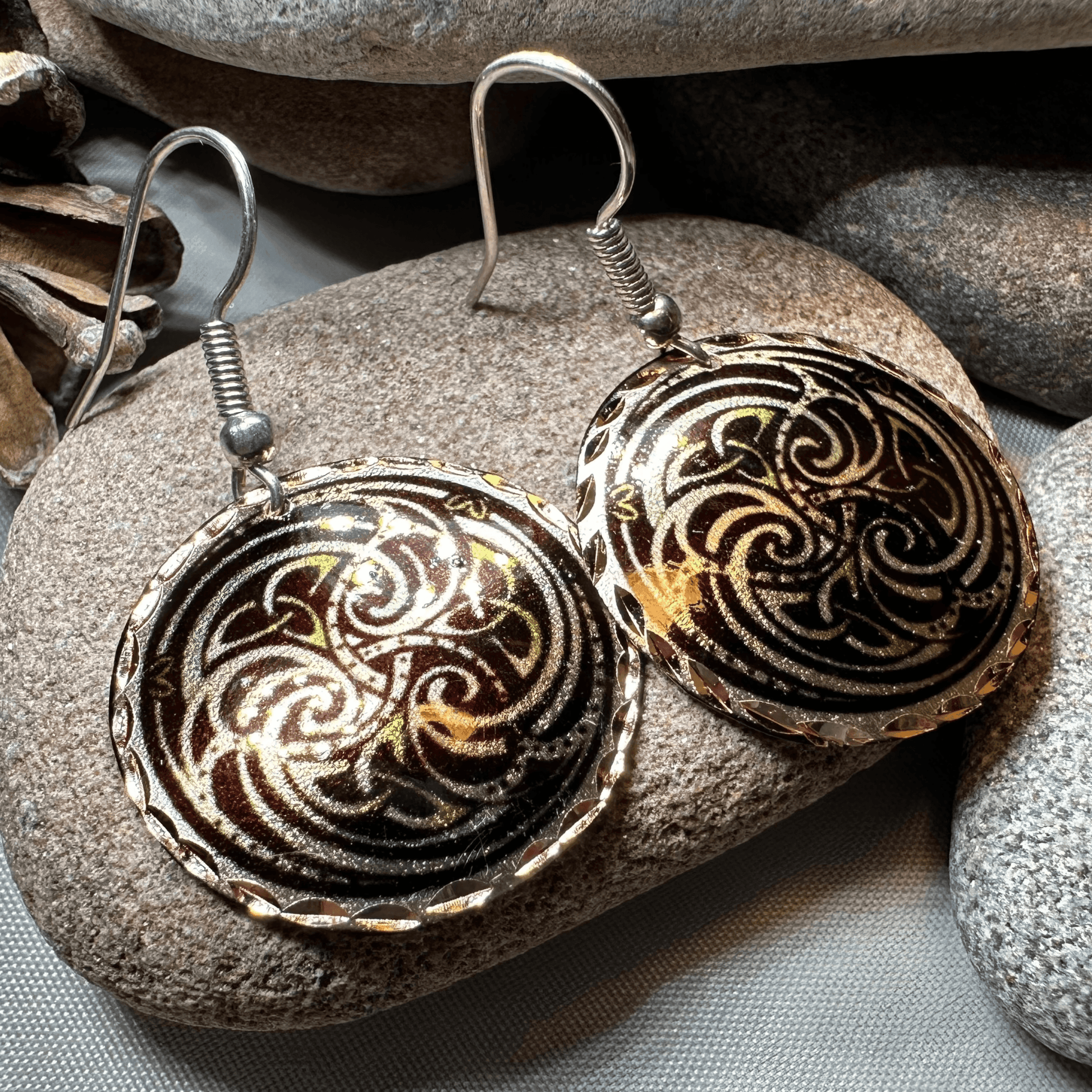 Mystical Celtic Spiral Copper Earrings - 