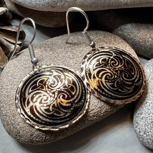 Mystical Celtic Spiral Copper Earrings - 