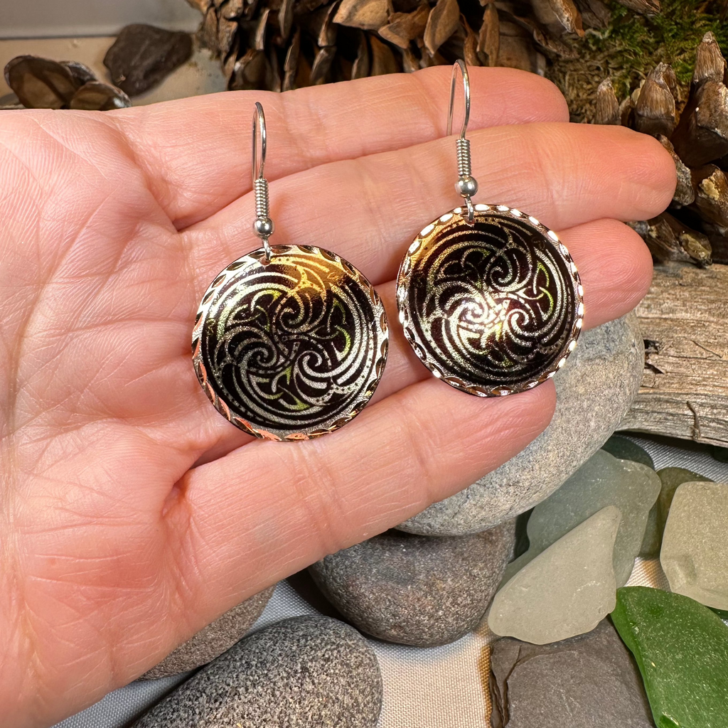 Mystical Celtic Spiral Copper Earrings