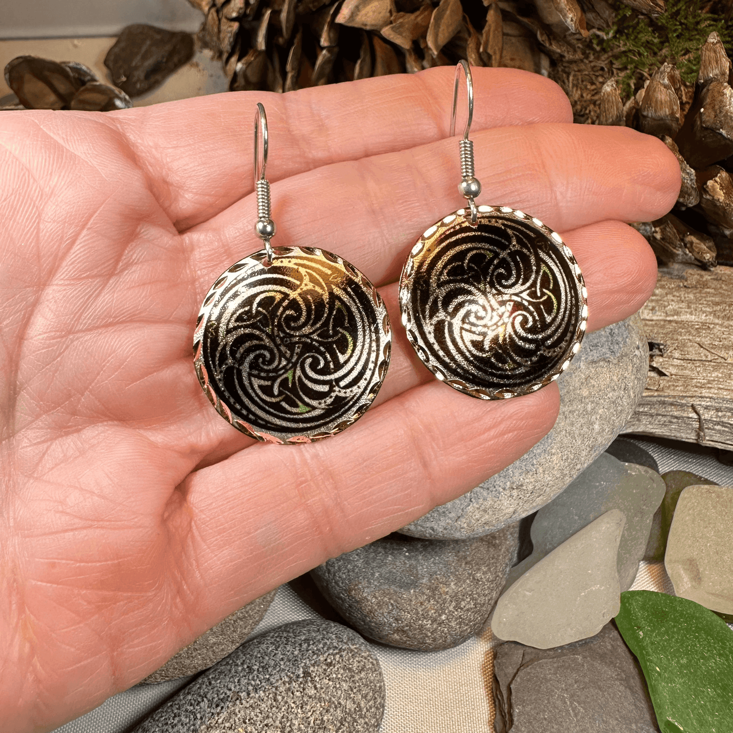 Mystical Celtic Spiral Copper Earrings - 