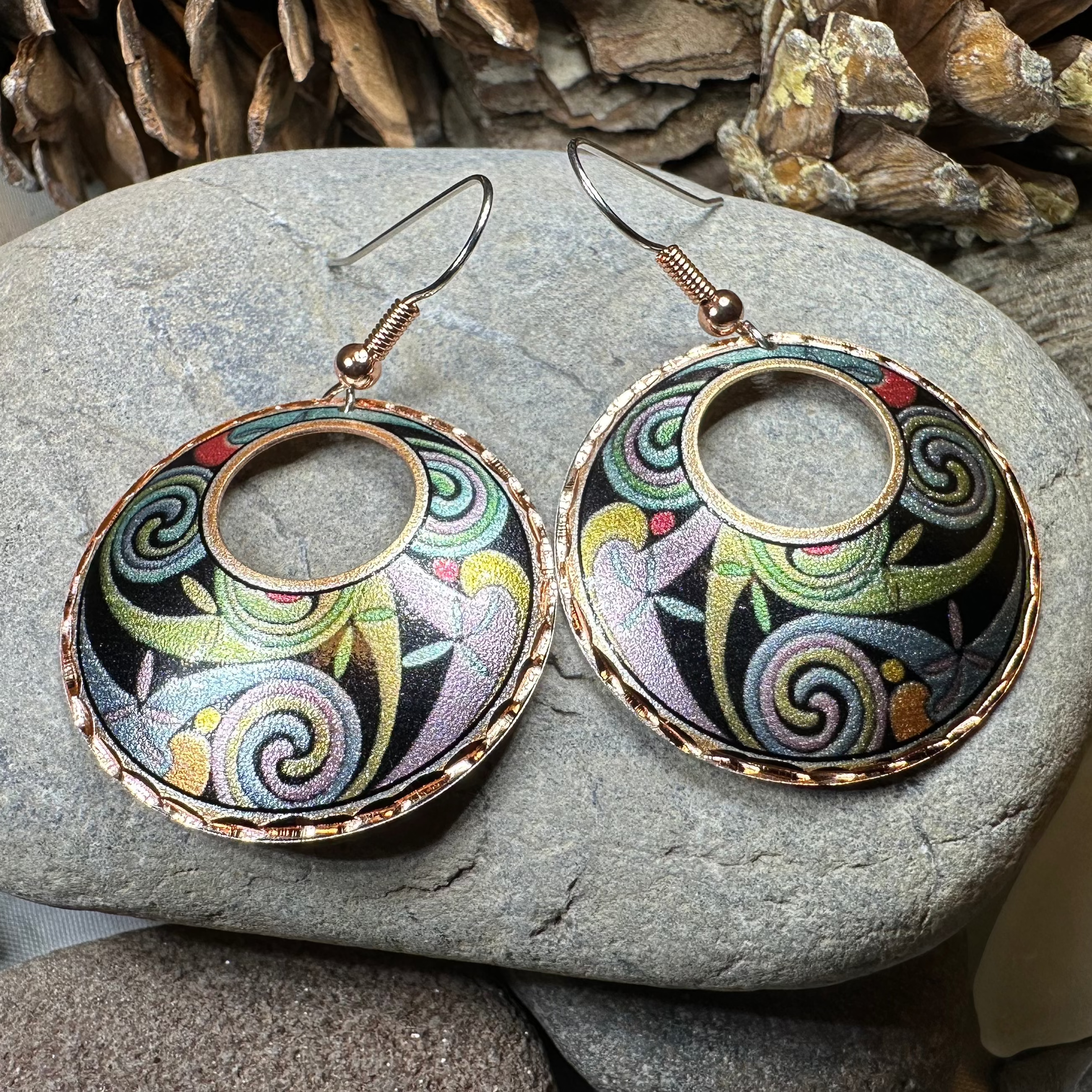 Rainswept Celtic Spiral Copper Earrings