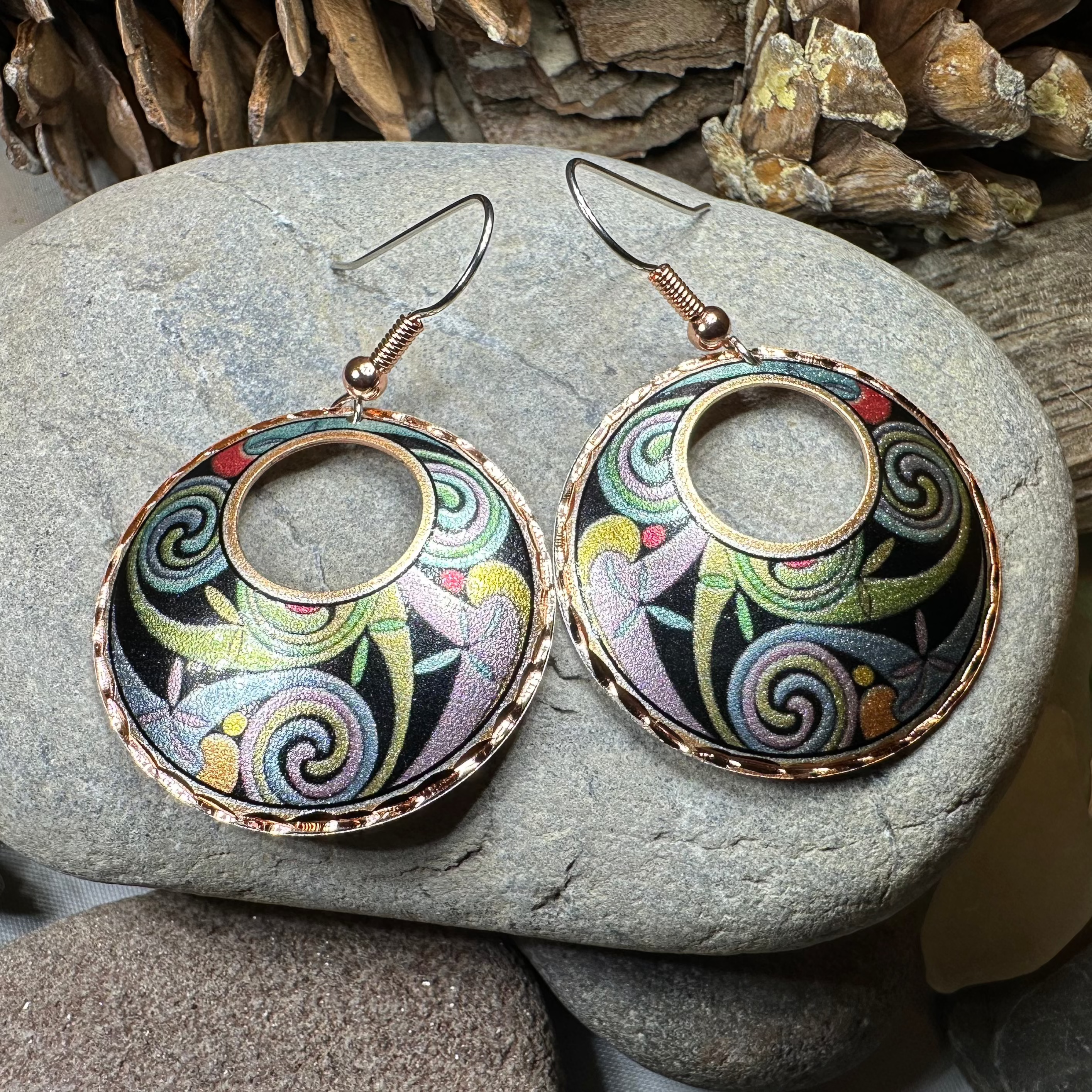 Rainswept Celtic Spiral Copper Earrings