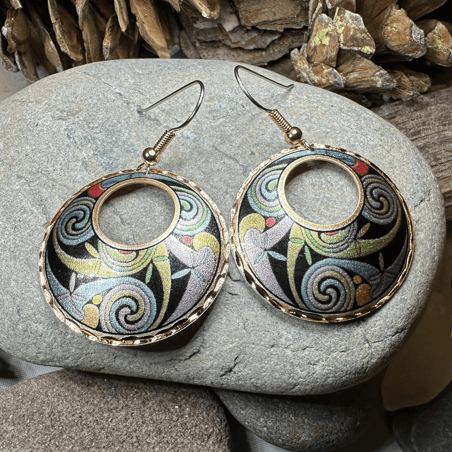 Rainswept Celtic Spiral Copper Earrings - 